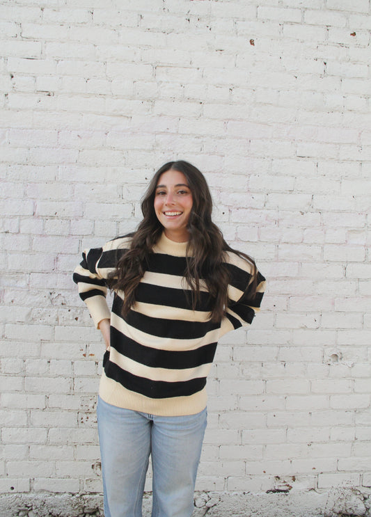 Lila Black & White Striped Sweater