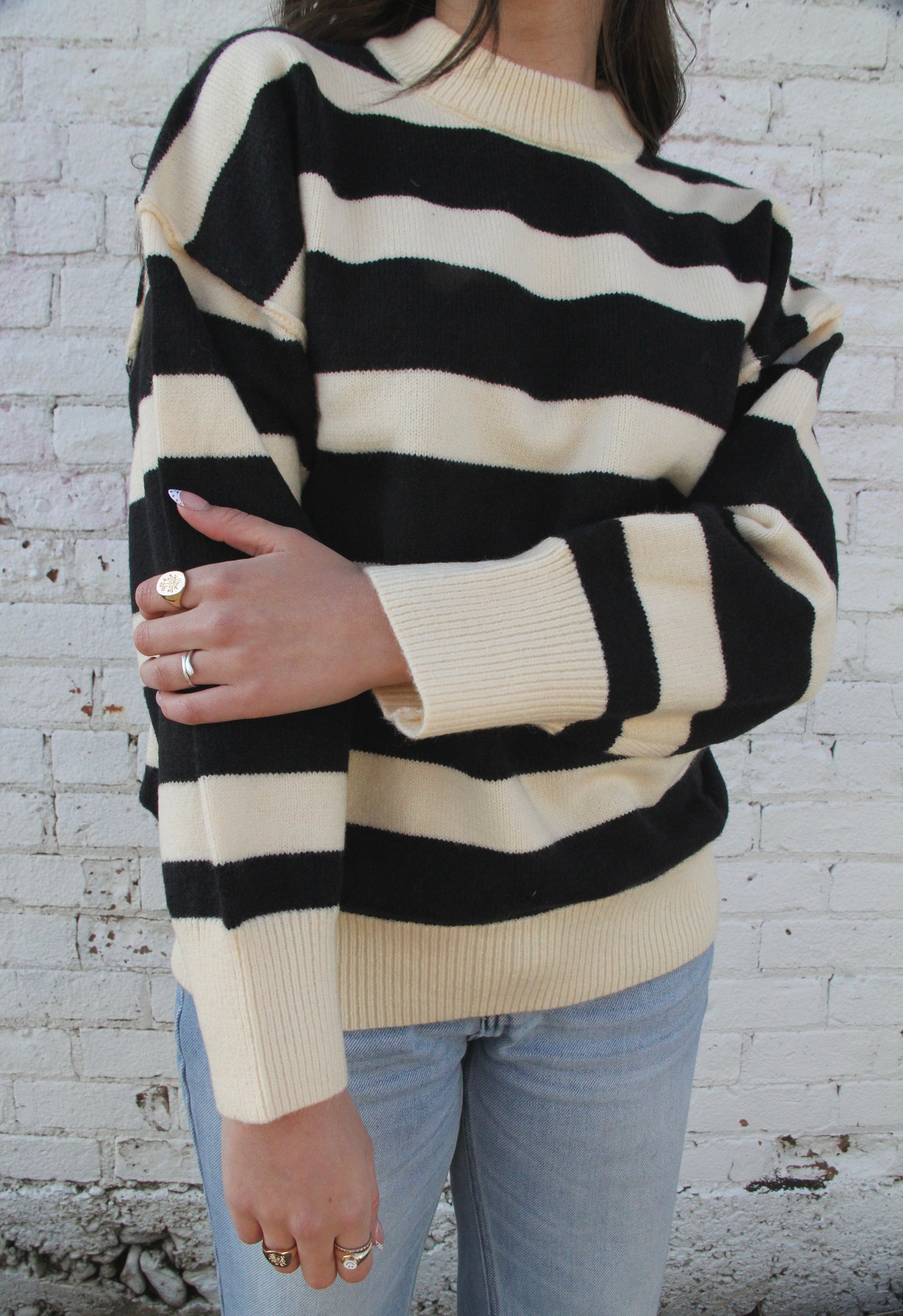 Lila Black & White Striped Sweater
